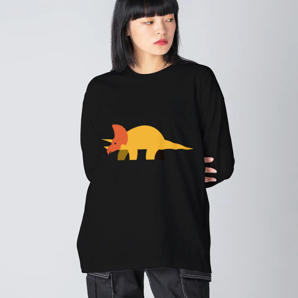 サタケシュンスケ｜イラストレーターの恐竜（トリケラトプス） Big Long Sleeve T-Shirt