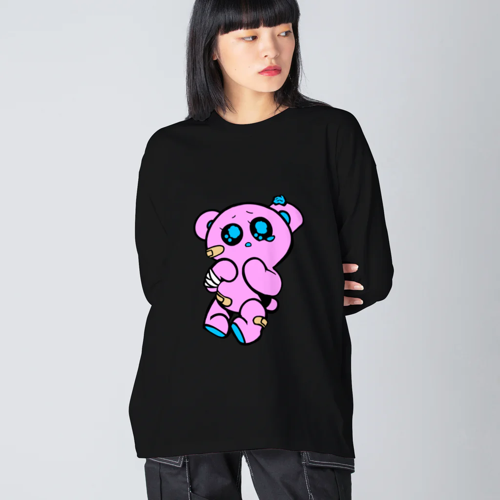 ZOZI SHOPの🐻「ぴえん」　ぴんく！ ビッグシルエットロングスリーブTシャツ