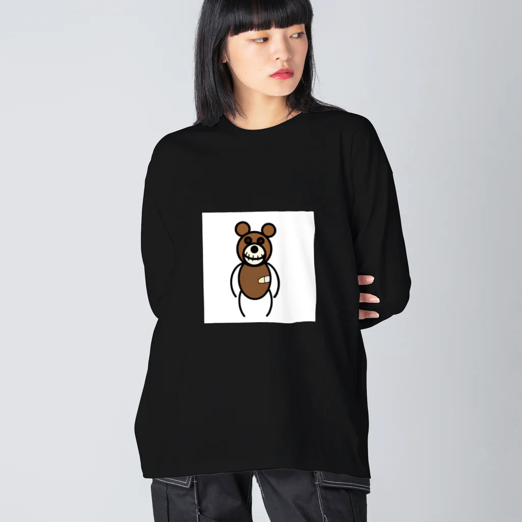 gu-nyanのケガありクマ ビッグシルエットロングスリーブTシャツ