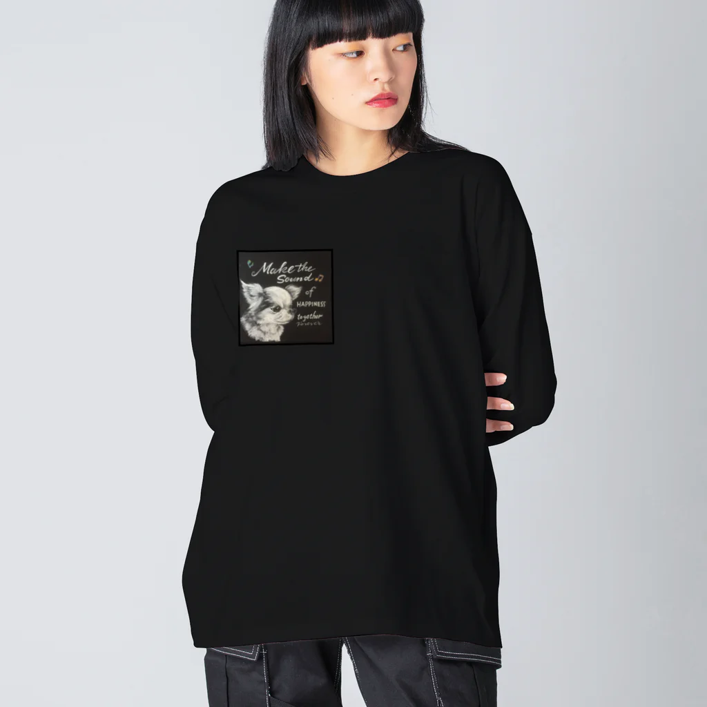 ぱすてるPOPの黒板わんにゃんの黒板わんにゃん　チワワ Big Long Sleeve T-Shirt