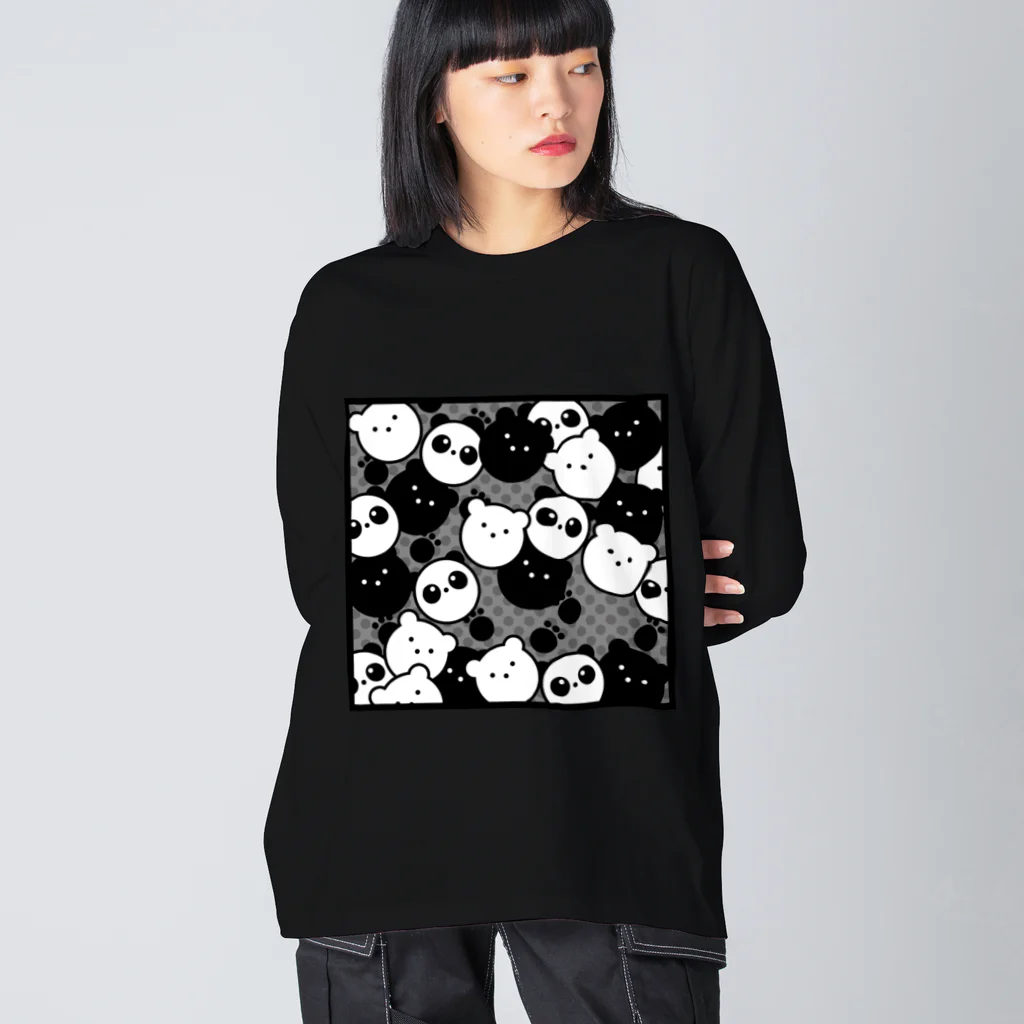 hr. grassのMONOCHROME BEARS ビッグシルエットロングスリーブTシャツ