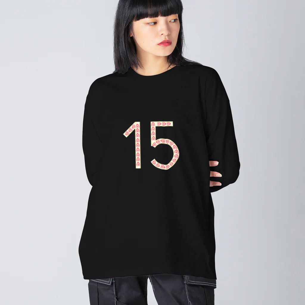 いろろのいちごのフルーツサンド柄「１５」 ビッグシルエットロングスリーブTシャツ