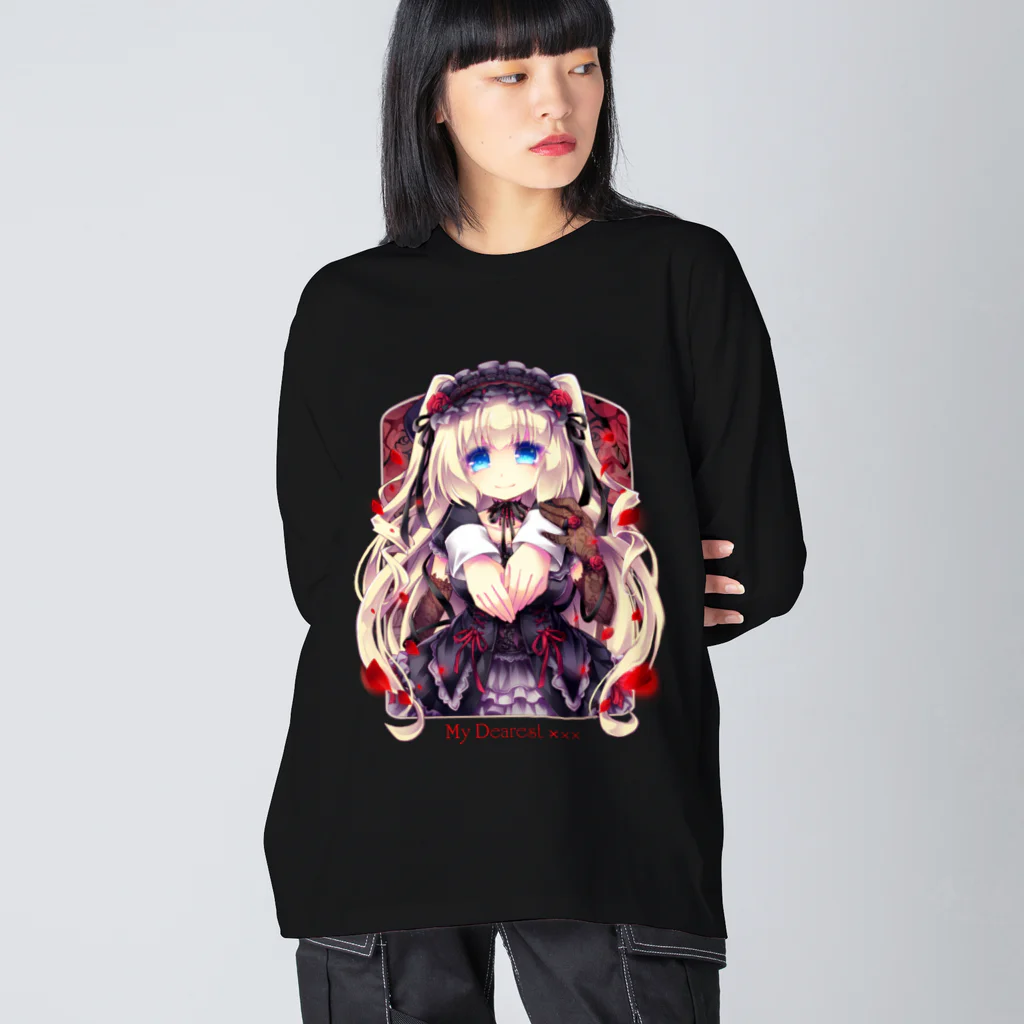 月蝕ざっか店＠SUZURIのレティーツィア（紅） For Backprint Big Long Sleeve T-Shirt