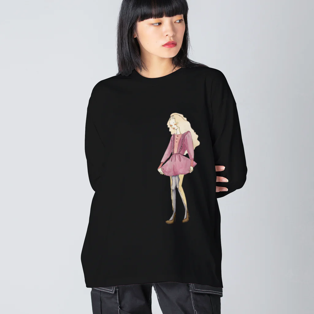 303companyのファッションデザイン画イラスト 「パープルの女の子」 Big Long Sleeve T-Shirt