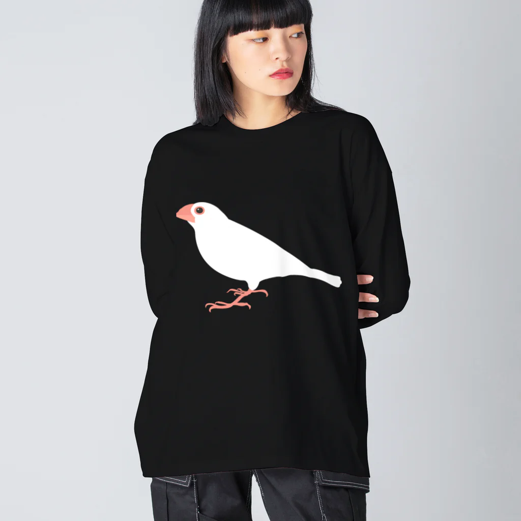 文鳥ちゅんねる【公式グッズストア】の白文鳥 ビッグシルエットロングスリーブTシャツ