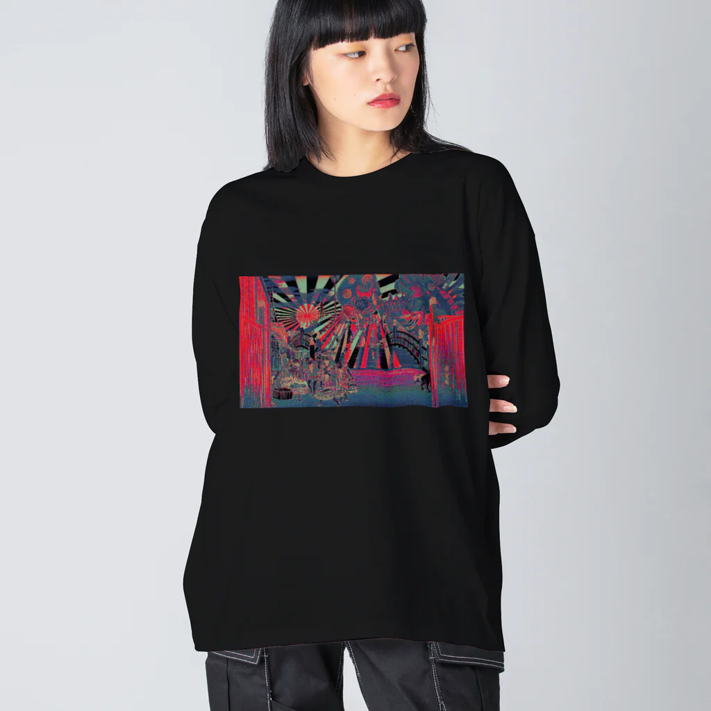 KIKI DOURAKUの浮世絵日本橋 Big Long Sleeve T-Shirt