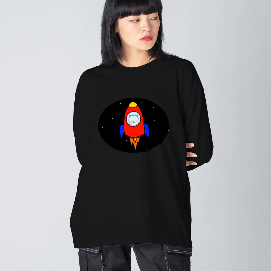 ＋Whimsyのロケットねこ ビッグシルエットロングスリーブTシャツ