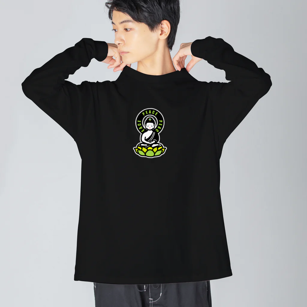 くねくね道のPEACE BUDDHA Big Long Sleeve T-Shirt