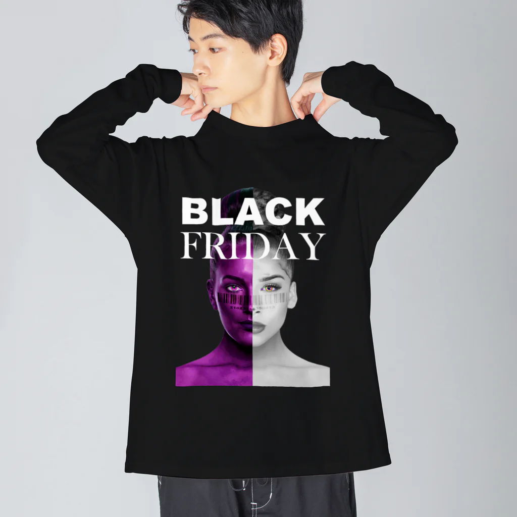 VRIGVTVSHI のBLACK FRIDAY FLYER (BLACK) ビッグシルエットロングスリーブTシャツ