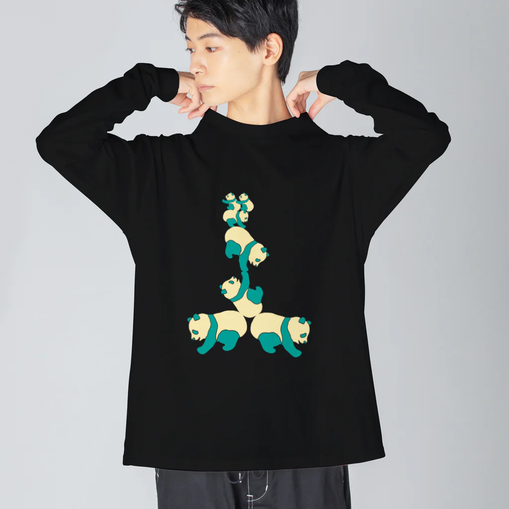 ヒロシオーバーダイブのパンダ親子、組み体操にハマる。 Big Long Sleeve T-Shirt