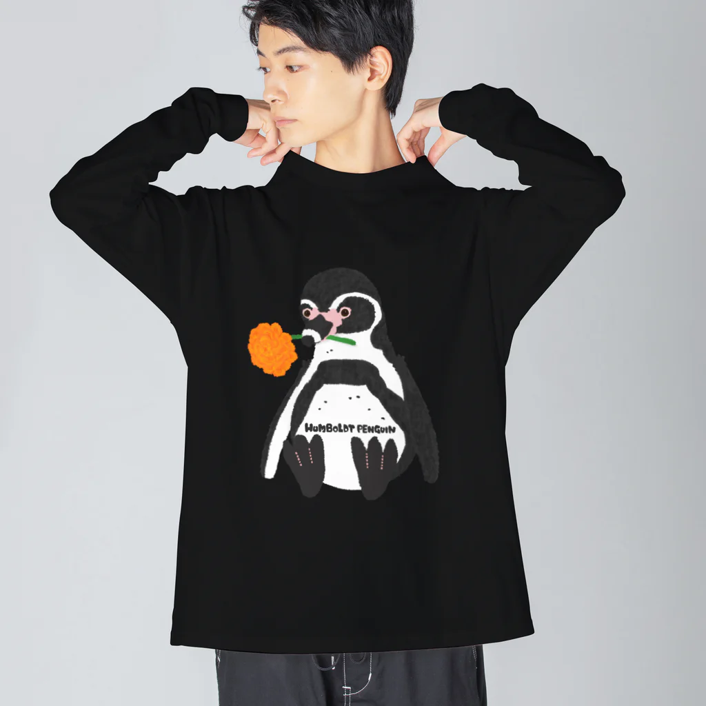 nagisa-ya(なぎさや) ペンギン雑貨のフンボルトペンギンのぬいぐるみ ビッグシルエットロングスリーブTシャツ