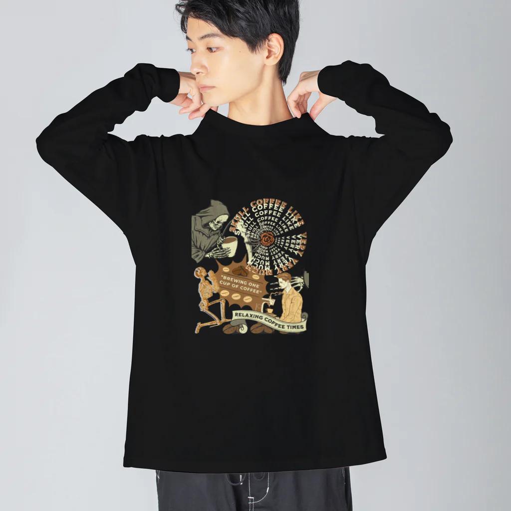 ecoartiqueの非常に非常にグラフィックtシャツのような頭蓋骨のコーヒー ビッグシルエットロングスリーブTシャツ