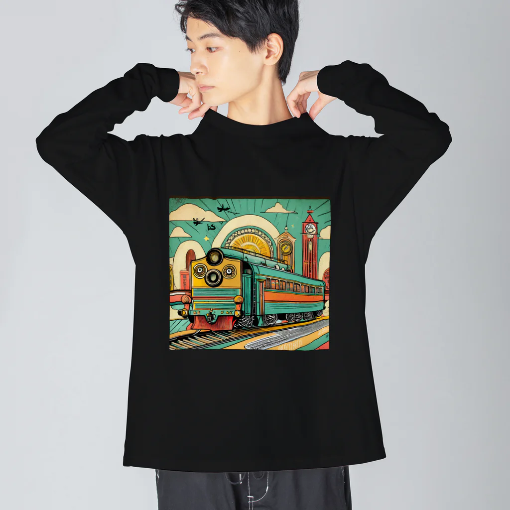 のんびりアート工房のレトロファッション Big Long Sleeve T-Shirt