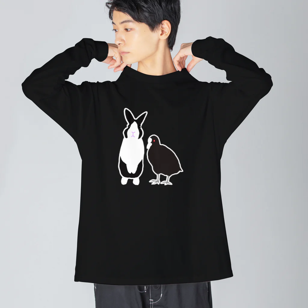 黒白部のダッチうさぎ(立)とオオバン Big Long Sleeve T-Shirt