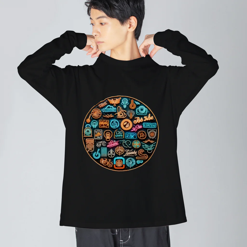 ゆゆまるshopのネオンシリーズ「丸看板」 Big Long Sleeve T-Shirt