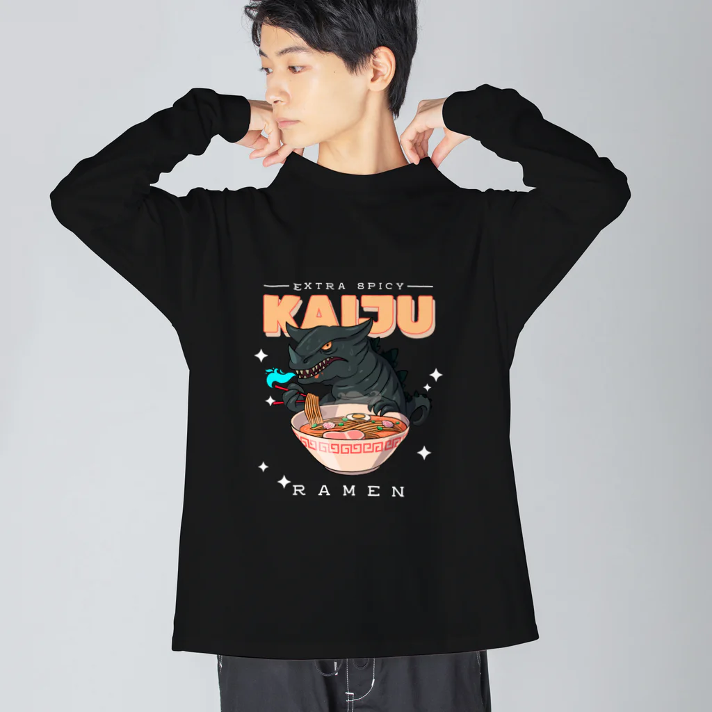 World_Teesのレトロアニメ怪獣ラーメン  ビッグシルエットロングスリーブTシャツ