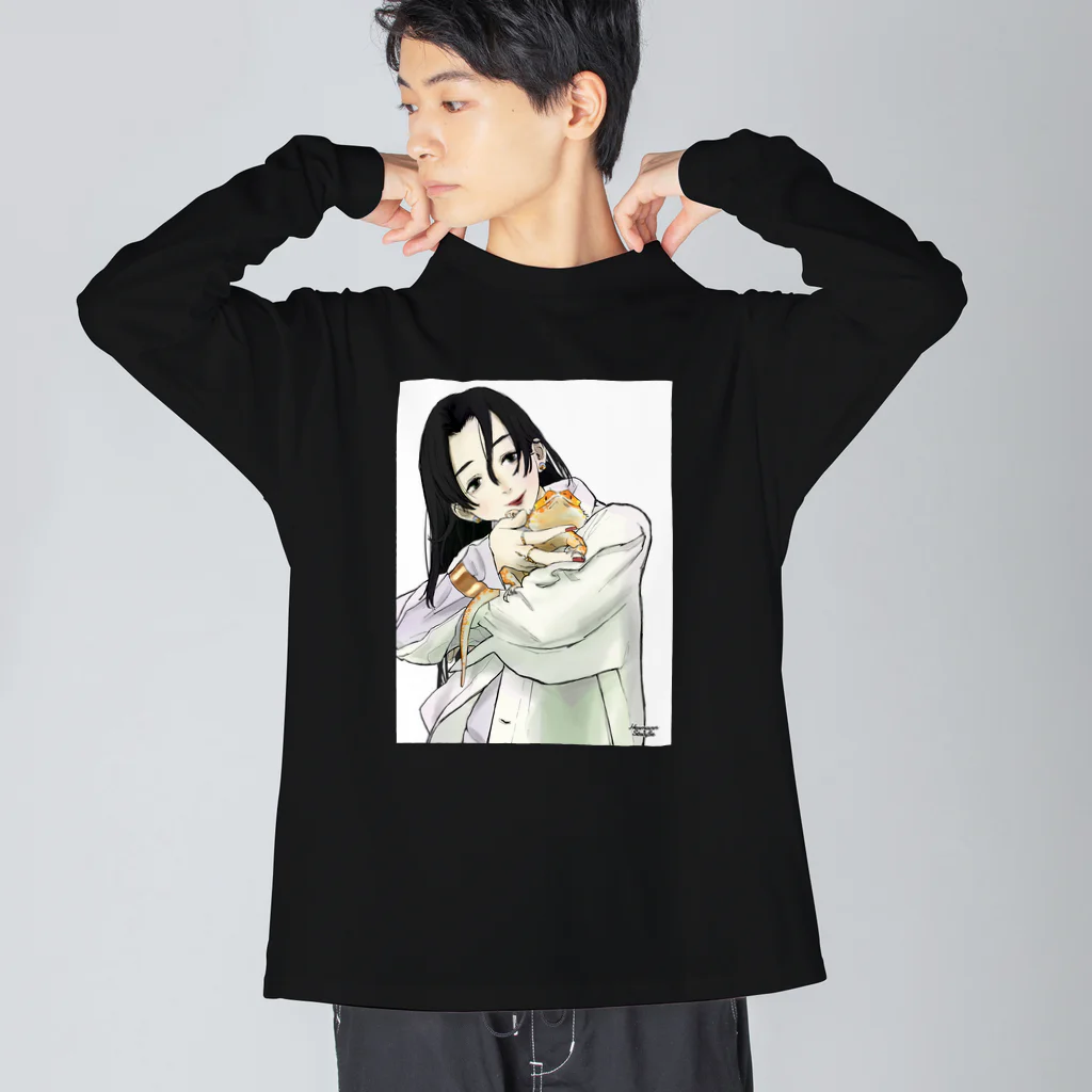 HermannStrasseのフトアゴと女の子 ビッグシルエットロングスリーブTシャツ