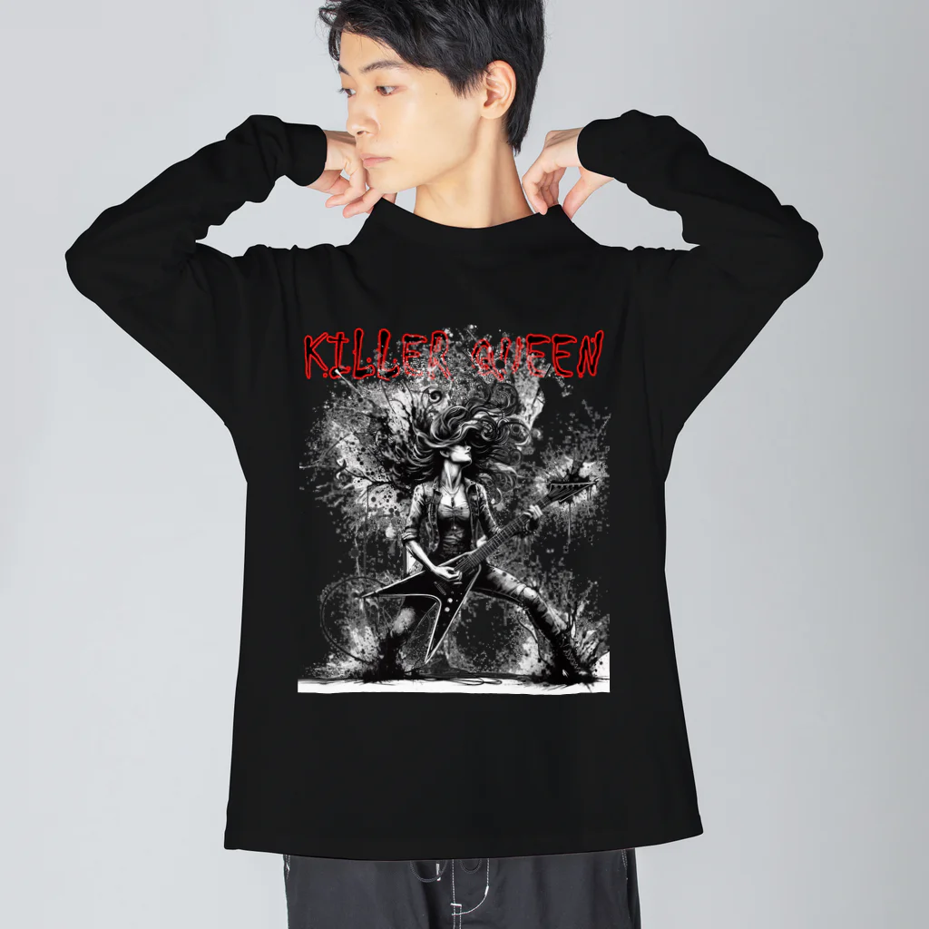 PALA's SHOP　cool、シュール、古風、和風、のguitar女子(KILLER　 QUEEN) ビッグシルエットロングスリーブTシャツ