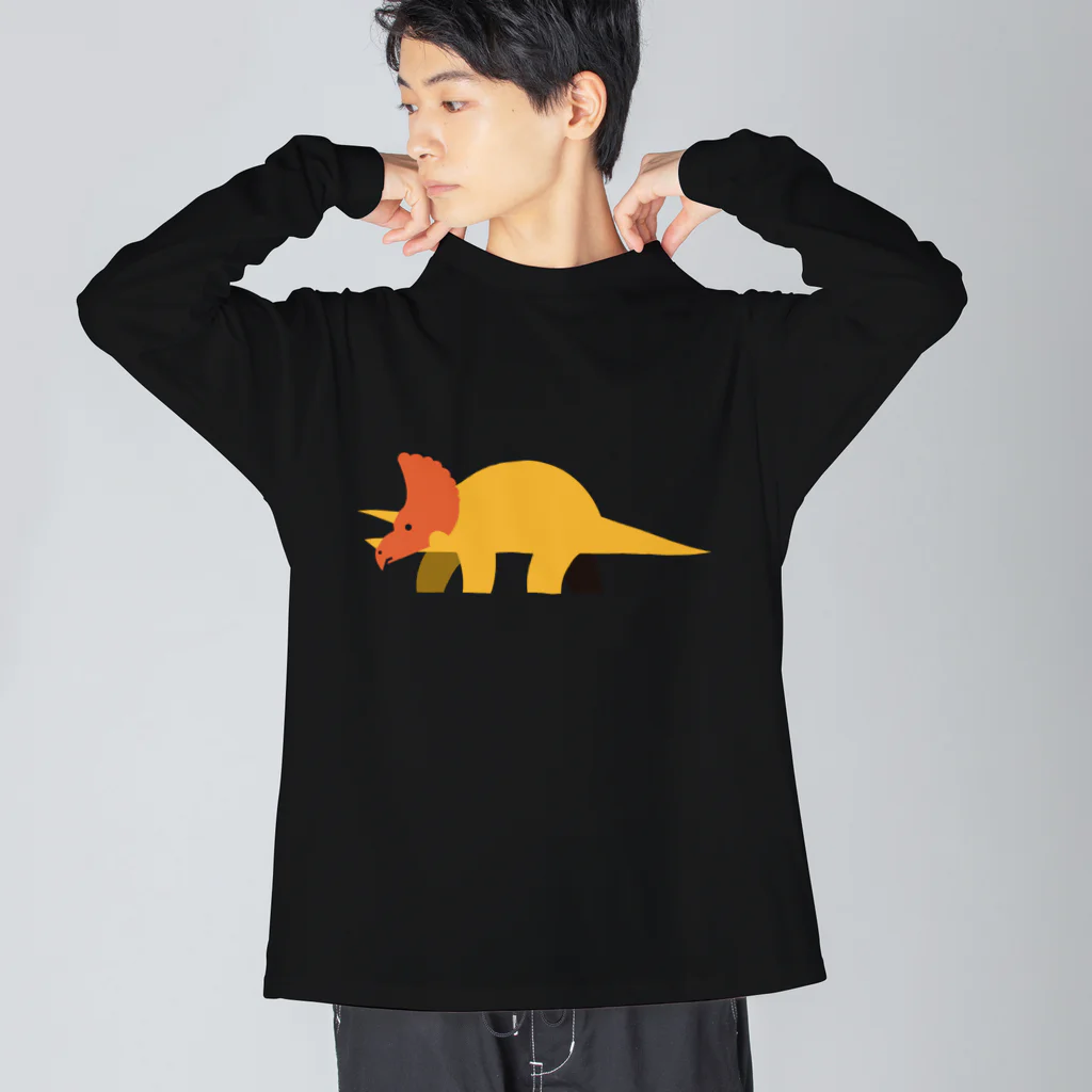 サタケシュンスケ｜イラストレーターの恐竜（トリケラトプス） Big Long Sleeve T-Shirt