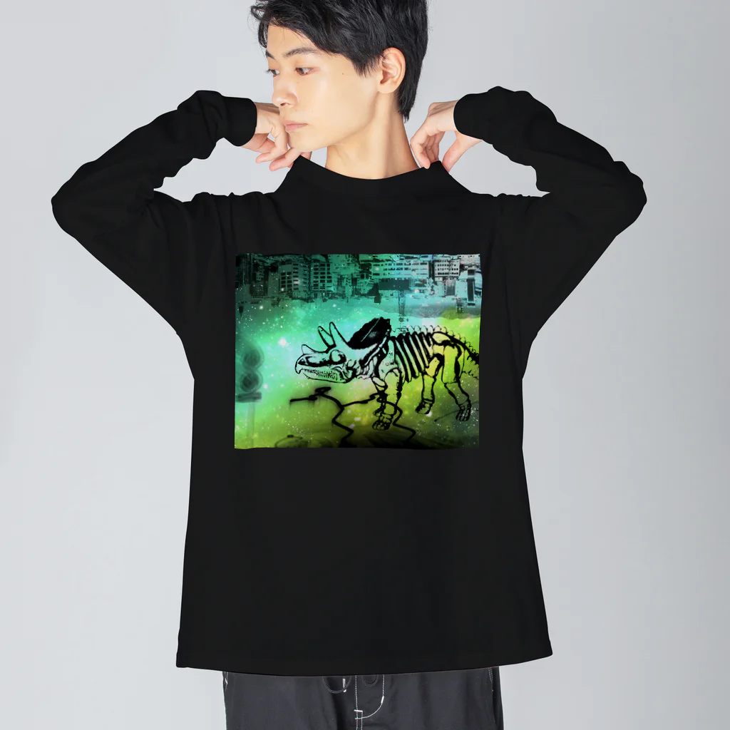 tottoの街と恐竜(グリーン) Big Long Sleeve T-Shirt