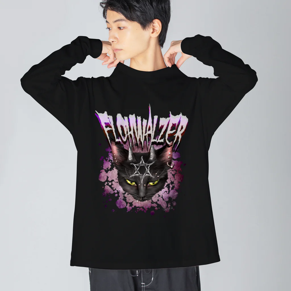 PINK♥CATのメタル風味ツノ猫ロゴ入り Big Long Sleeve T-Shirt