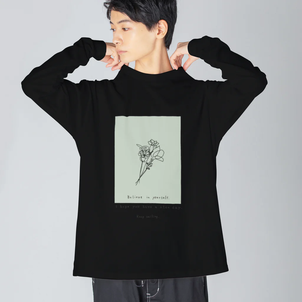 rilybiiのbouquet green ビッグシルエットロングスリーブTシャツ