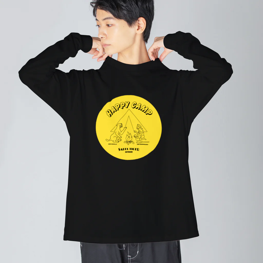 LONESOME TYPE ススのハッピーキャンプ（サーベルタイガーとネアンデルタール人） ビッグシルエットロングスリーブTシャツ