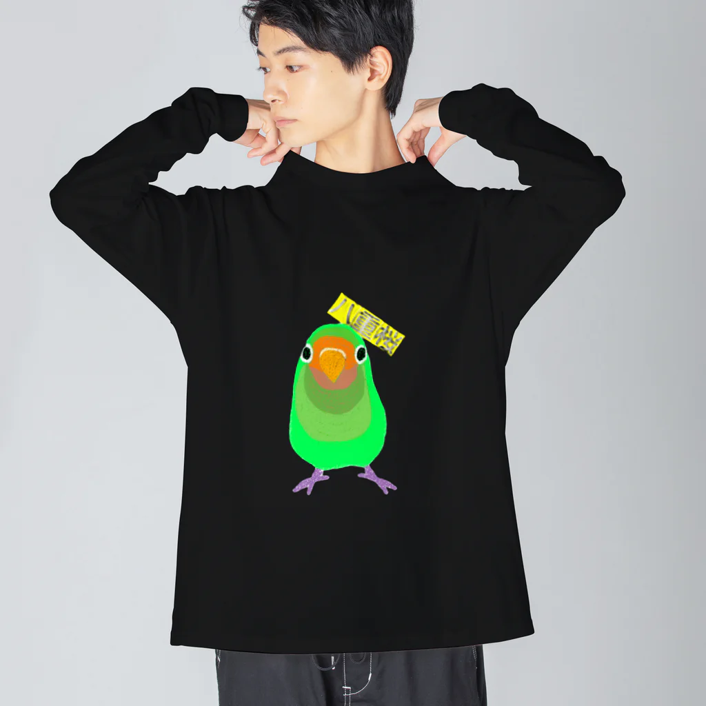 鳥の巣のヤエザクラインコさん ビッグシルエットロングスリーブTシャツ