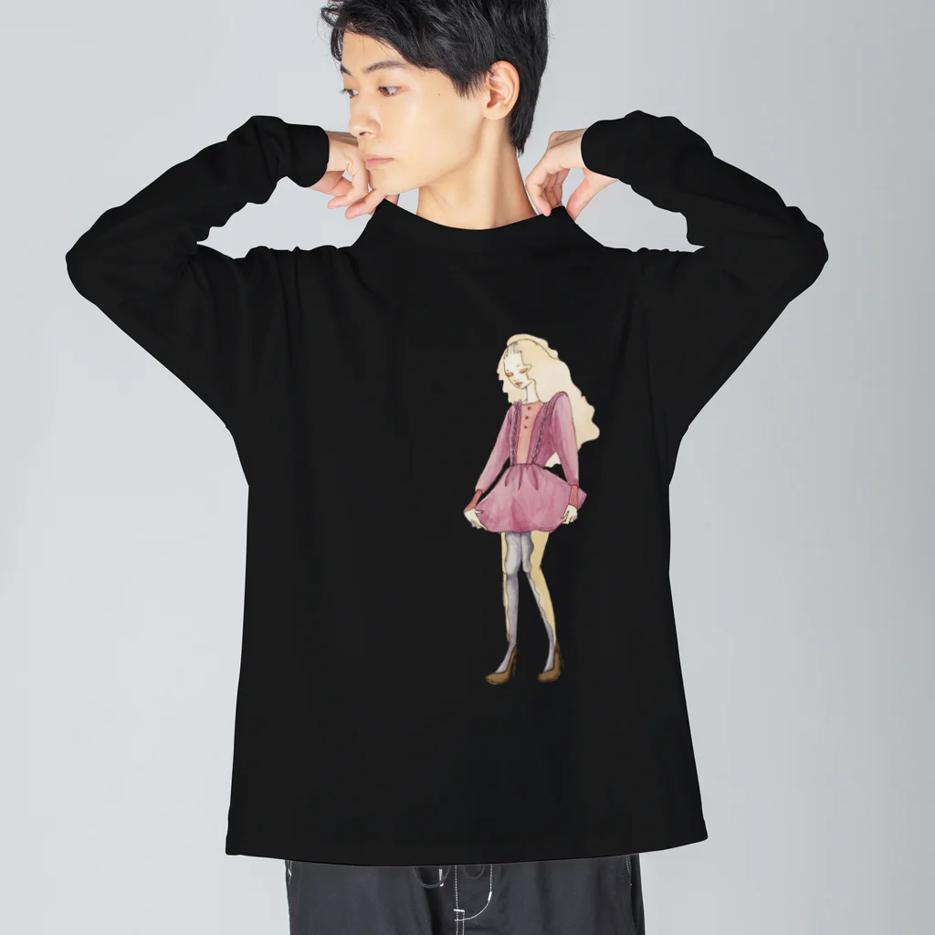 303companyのファッションデザイン画イラスト 「パープルの女の子」 Big Long Sleeve T-Shirt