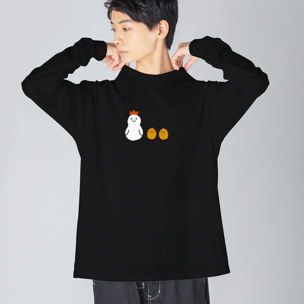 みやつち やえのにわとりとひよこ(片面デザイン) ビッグシルエットロングスリーブTシャツ