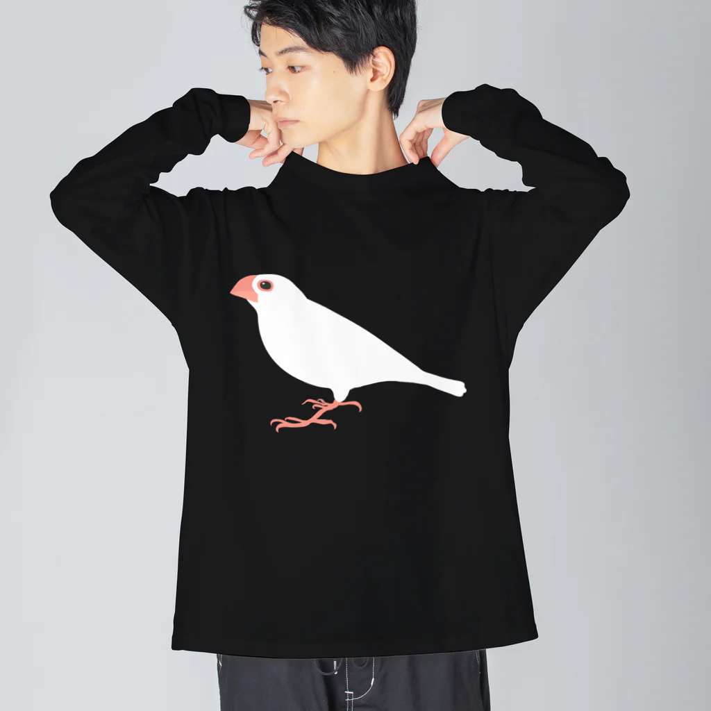 文鳥ちゅんねる【公式グッズストア】の白文鳥 ビッグシルエットロングスリーブTシャツ