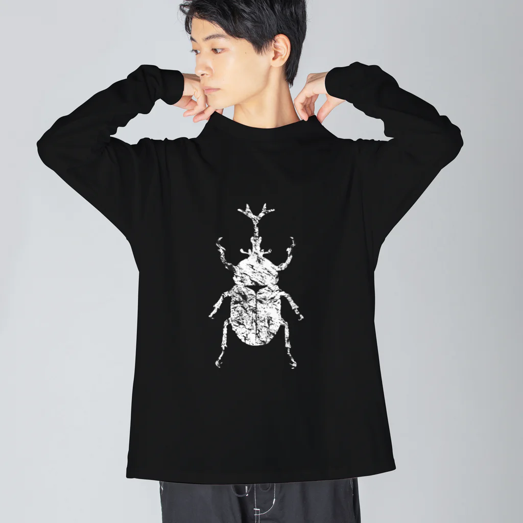 chicodeza by suzuriのホワイトシルエットカブトムシ Big Long Sleeve T-Shirt