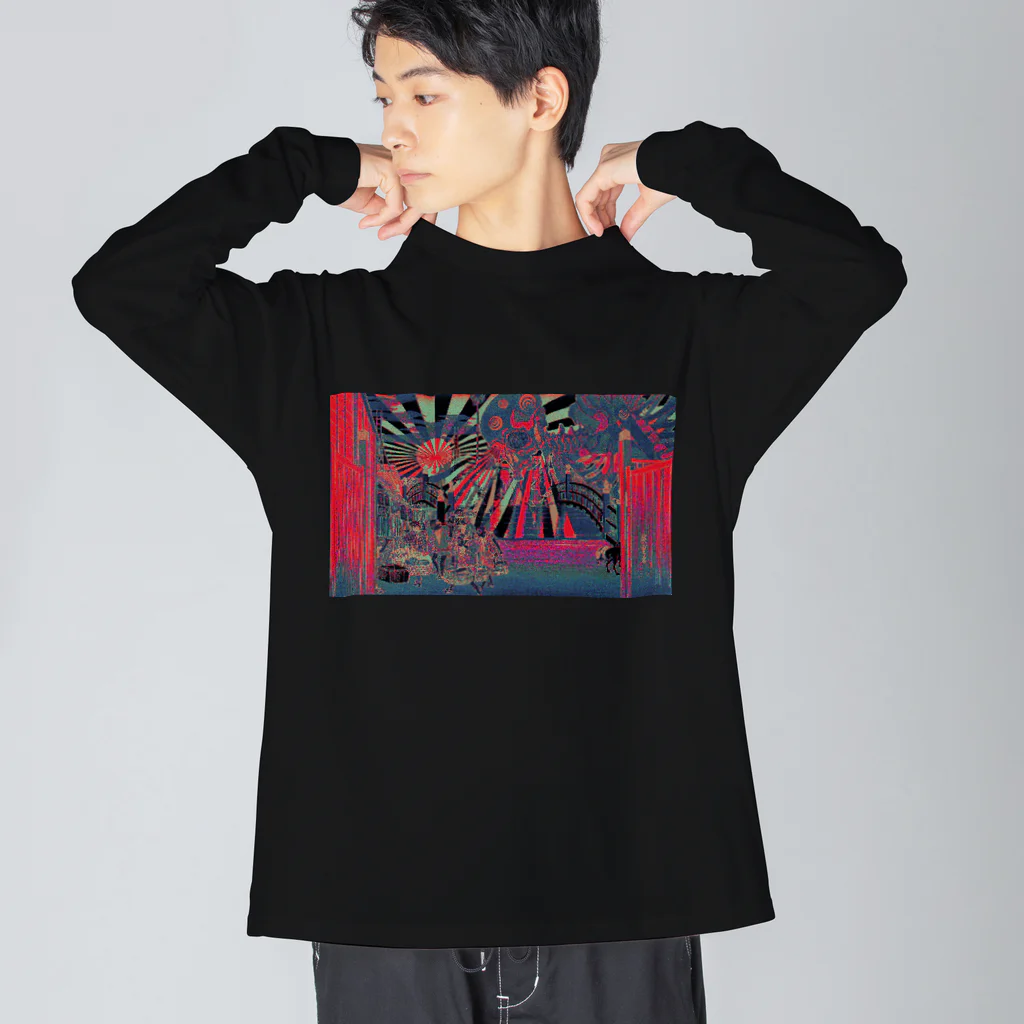 KIKI DOURAKUの浮世絵日本橋 Big Long Sleeve T-Shirt