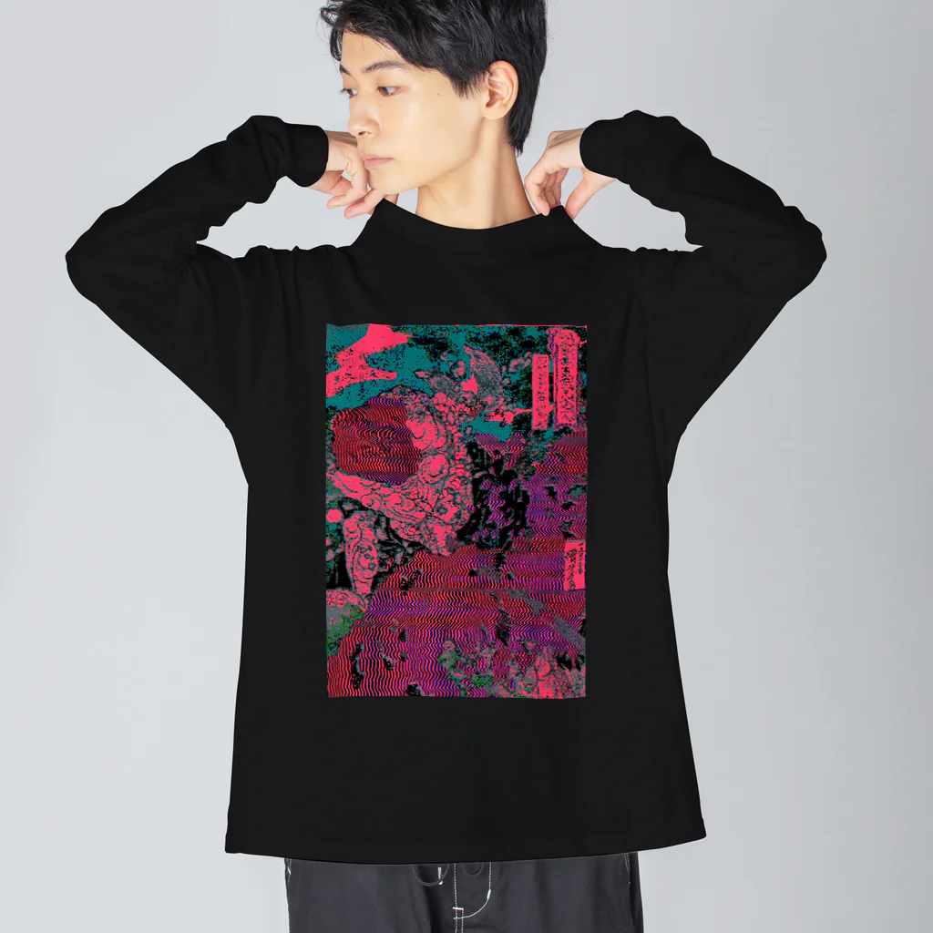 KIKI DOURAKUのGLITCH-武者UKIYOE ビッグシルエットロングスリーブTシャツ