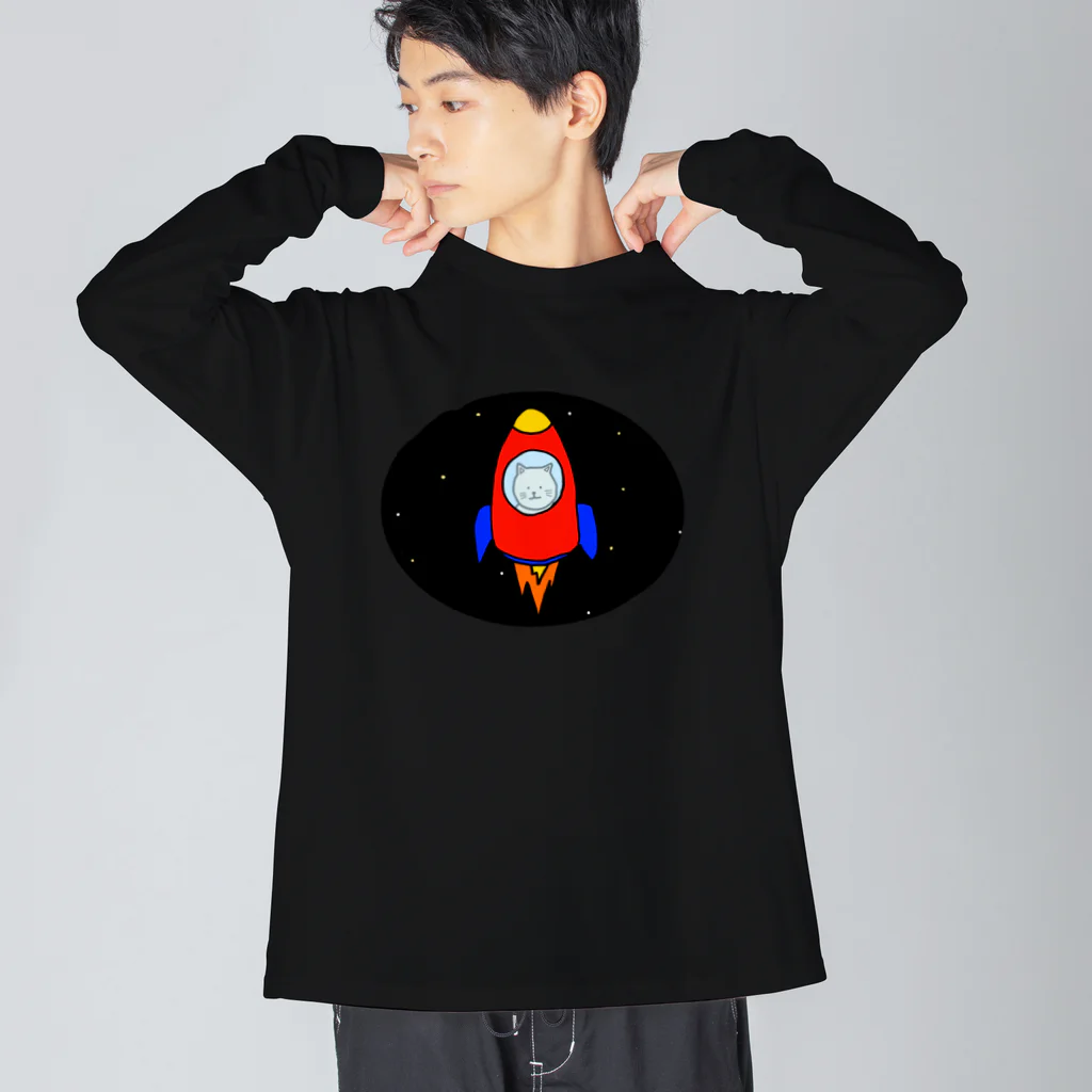 ＋Whimsyのロケットねこ ビッグシルエットロングスリーブTシャツ