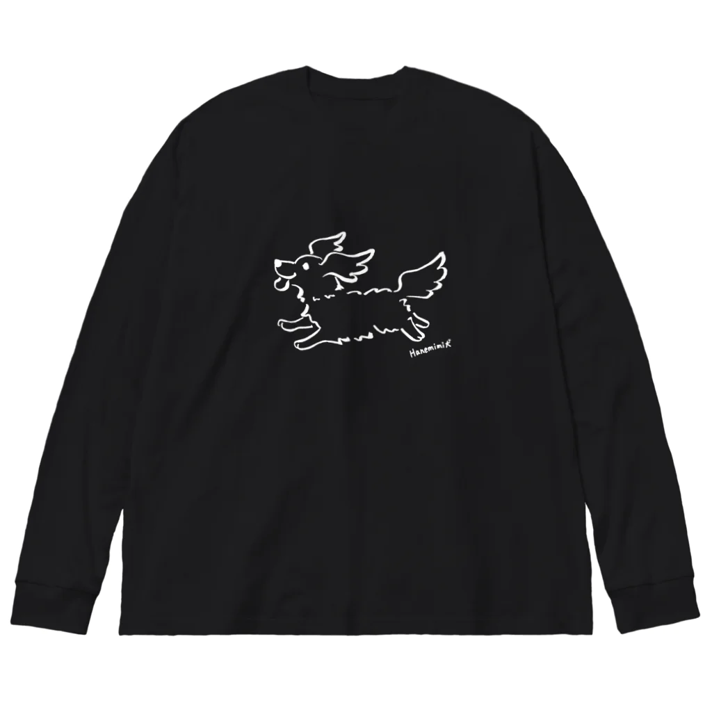 Chiyo.Wan(🐕🕊️のお店)のHanemimi犬　(白黒) Big Long Sleeve T-Shirt