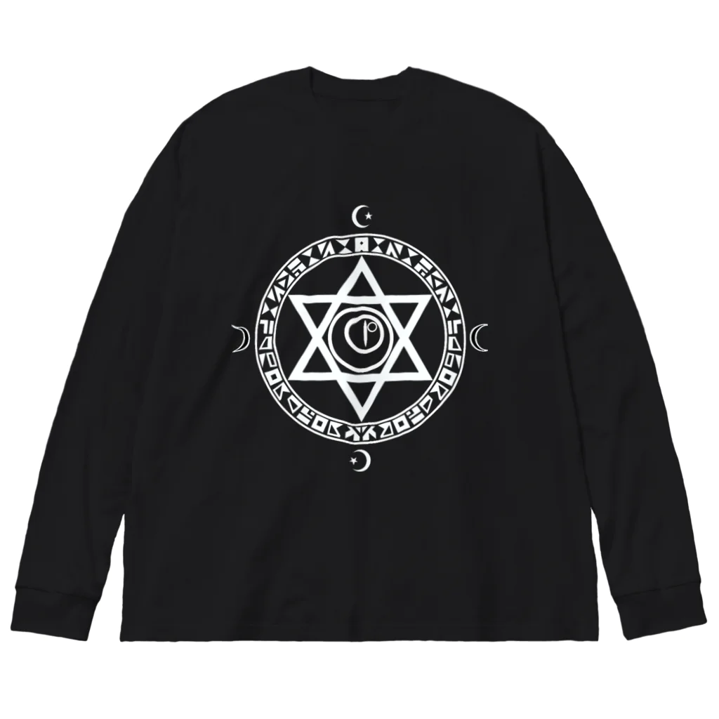 KIKITEKI_LABORATORYの魔法陣×六芒星×猫目玉 white Big Long Sleeve T-Shirt