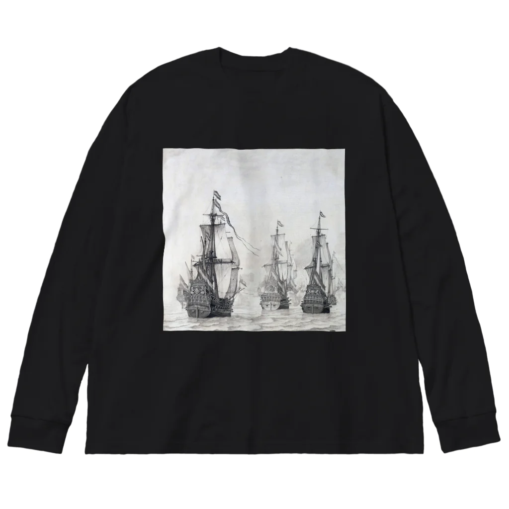 PALA's SHOP　cool、シュール、古風、和風、のダンケルクの戦い ウィレム・ファン・デ・ヴェルデ（I） 1659年 Big Long Sleeve T-Shirt