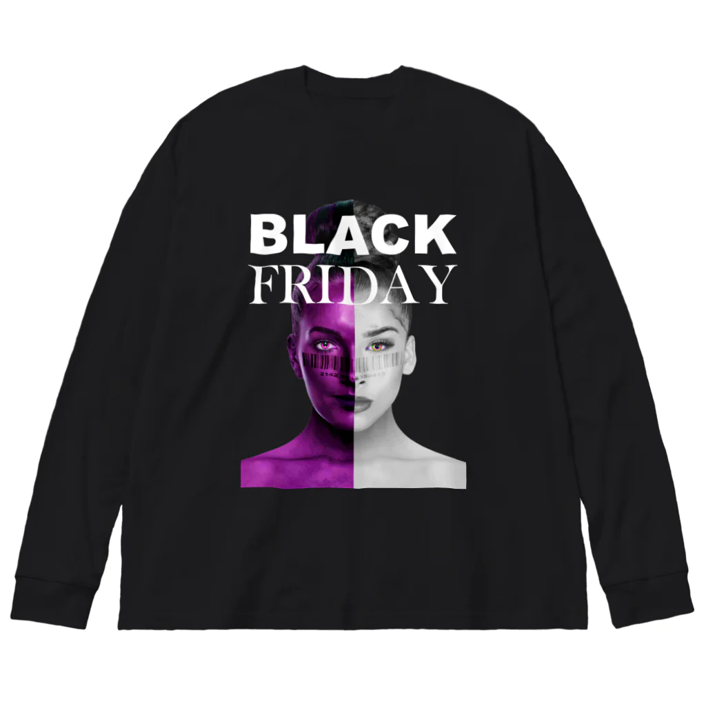 VRIGVTVSHI のBLACK FRIDAY FLYER (BLACK) ビッグシルエットロングスリーブTシャツ