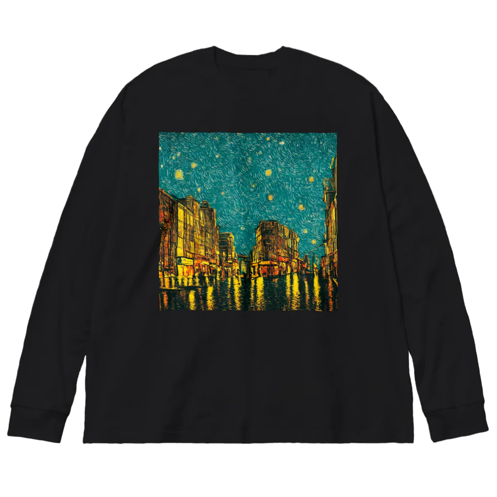 TakashiSのnight sky after rain ビッグシルエットロングスリーブTシャツ