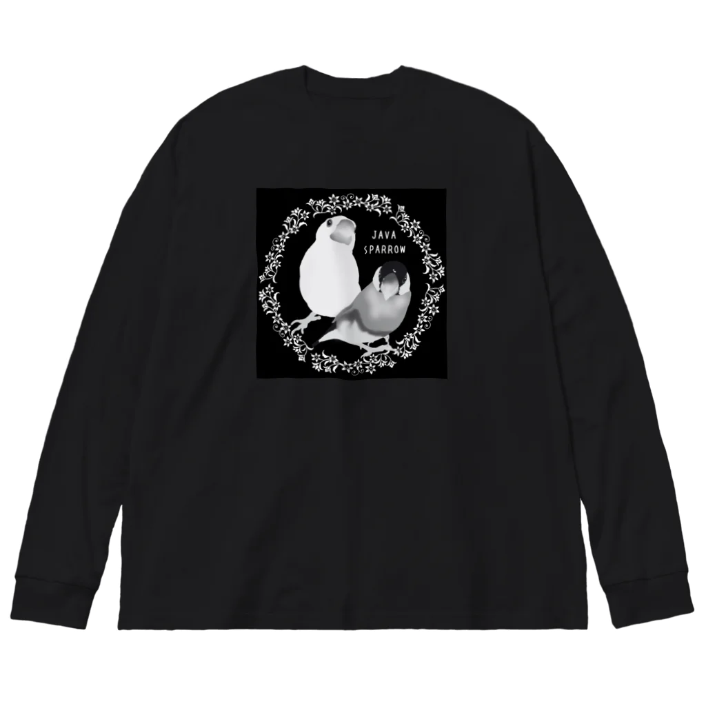 KINAKOLab@SUZURIのモノクロ文鳥さん Big Long Sleeve T-Shirt