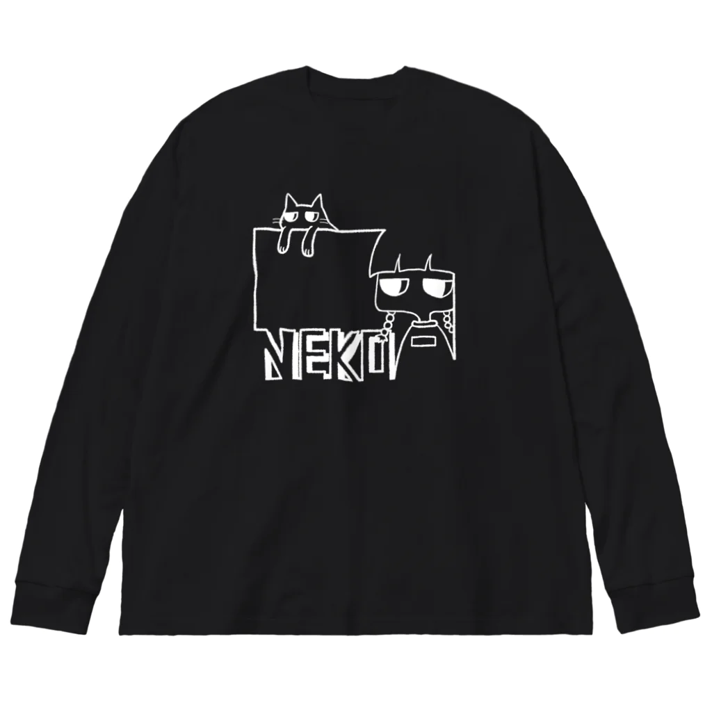 オカ氏のNEKO-Girl White ビッグシルエットロングスリーブTシャツ