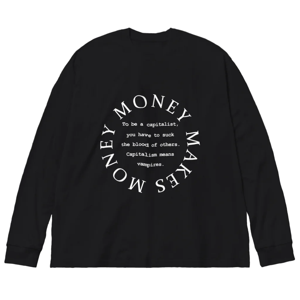 MoneyMakesMoneyのMoneyMakesMoney Circle Logo white Big Long Sleeve T-Shirt