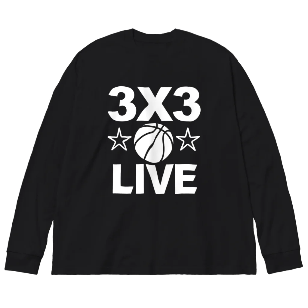 sports_tower スポーツタワーの3x3・白・スリーエックススリー・3人制バスケ・Tシャツ・アイテム・グッズ・ストリートバスケ・バスケットボール・スピーディーなバスケ・1試合10分間の21点ノックアウト・スポーツ・有望 ビッグシルエットロングスリーブTシャツ