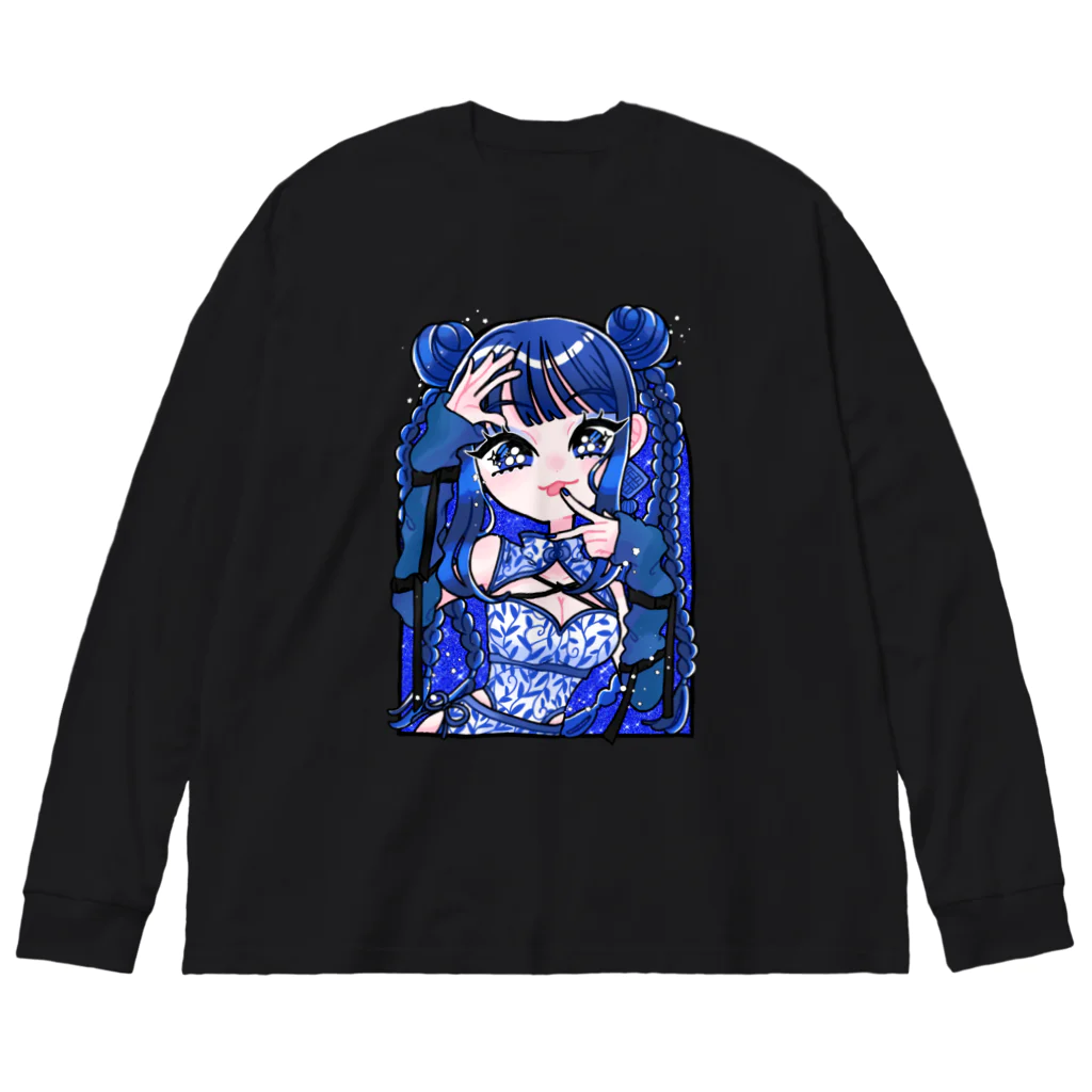 しばめぐま〜けっと！のblue china girl 🦋💙 ビッグシルエットロングスリーブTシャツ