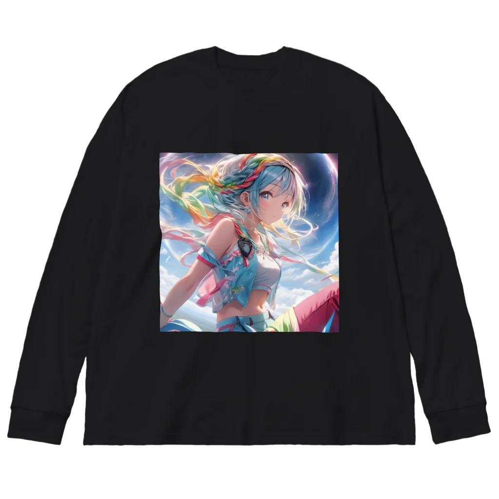 かわいい娘ショップのカラフルヘアー少女 Big Long Sleeve T-Shirt