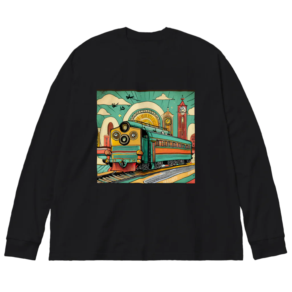 のんびりアート工房のレトロファッション Big Long Sleeve T-Shirt