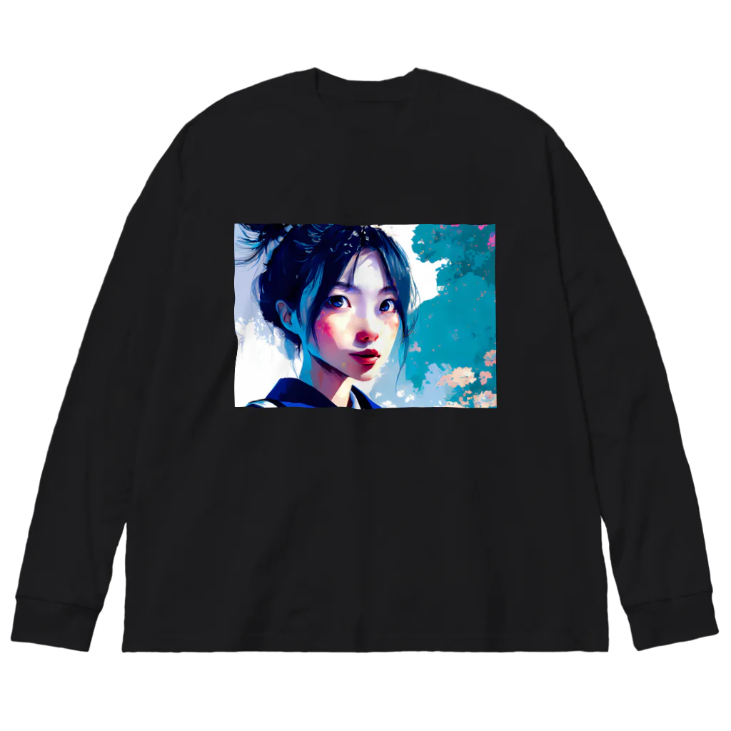 dou-douのblue girl Big Long Sleeve T-Shirt