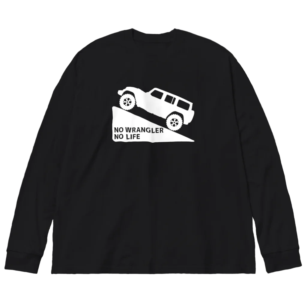 QUQU_WORKSのノーラングラーノーライフ 登坂デザイン ジープ ホワイト Big Long Sleeve T-Shirt