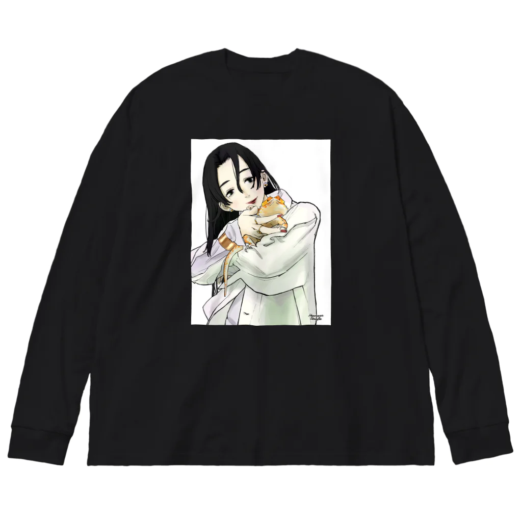 HermannStrasseのフトアゴと女の子 ビッグシルエットロングスリーブTシャツ